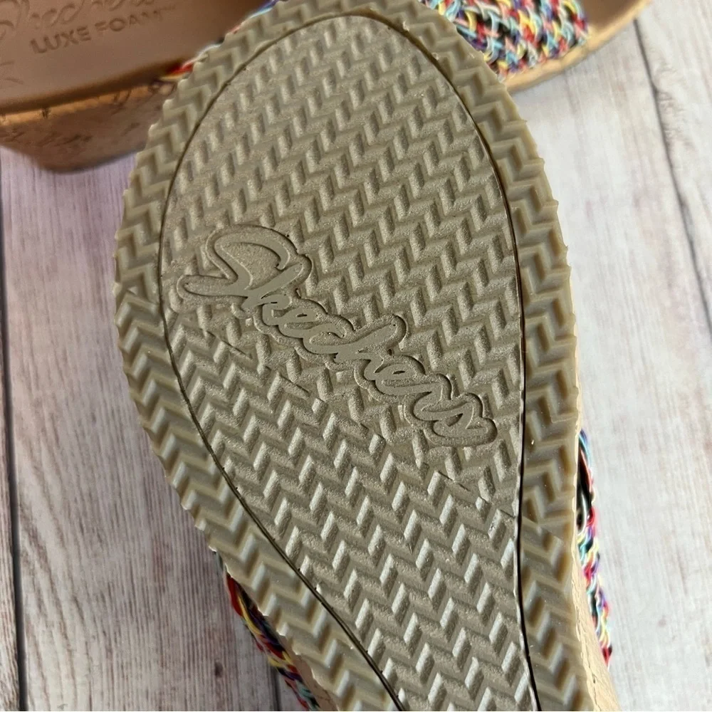 Skechers Luxefoam Cork Heeled Sandals 10